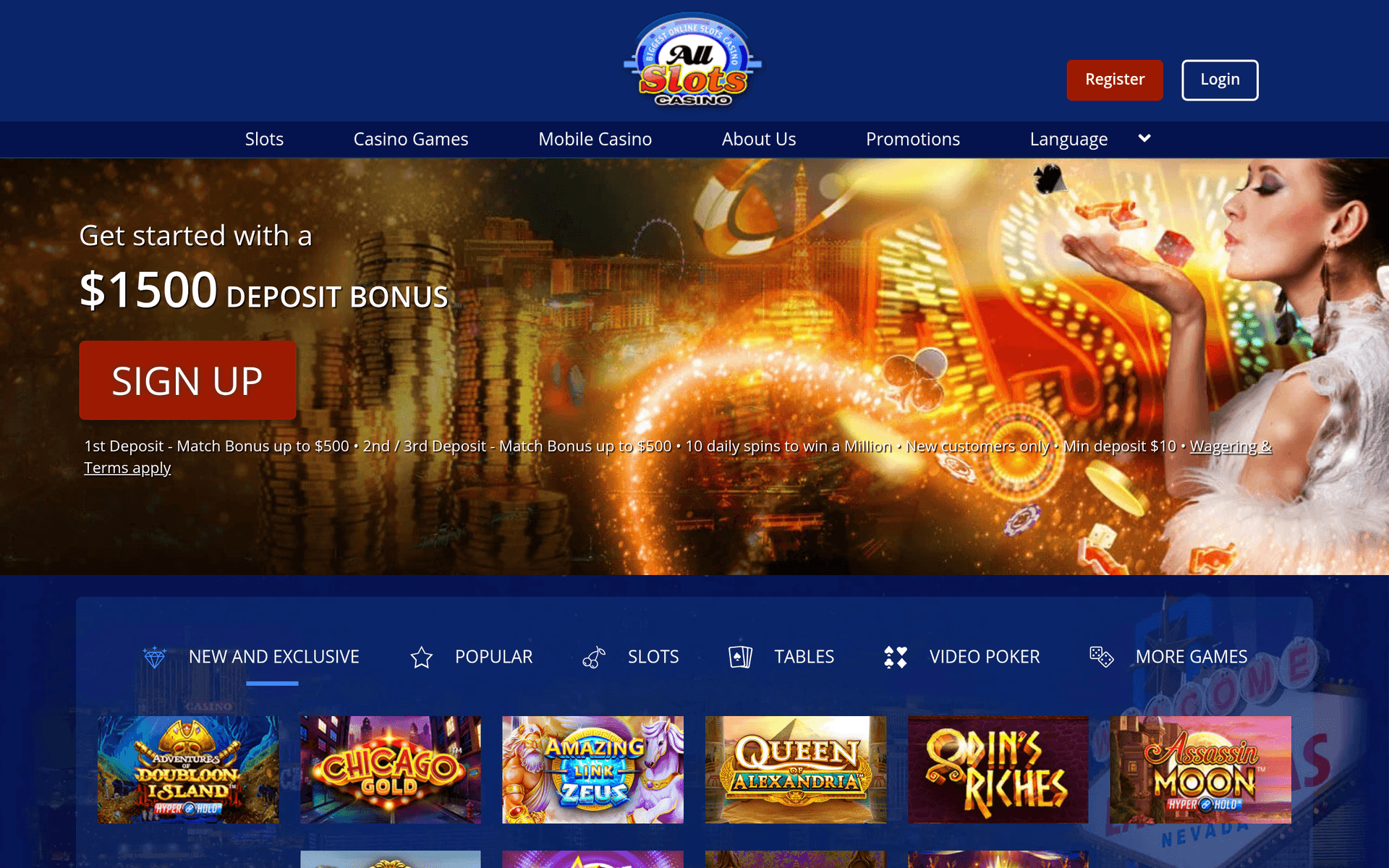 All Star Casino homepage screenshot