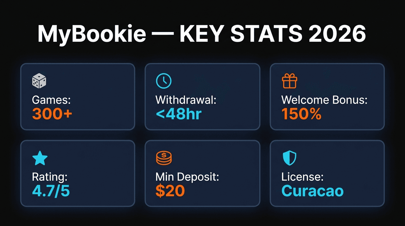 MyBookie Casino key statistics infographic