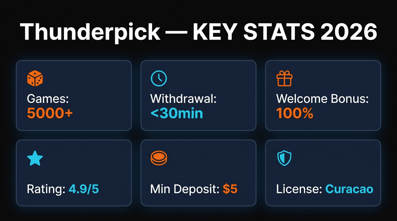 Thunderpick Casino key statistics infographic