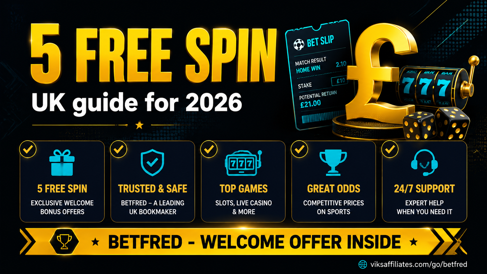 5 free spins UK casino bonus offers 2026