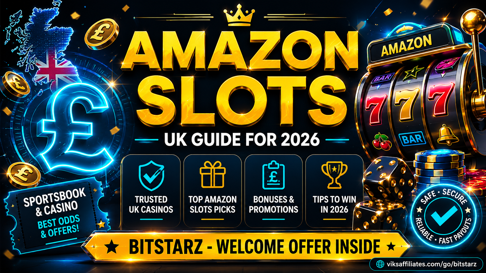 Amazon Slots UK casino review 2026 — Mega Reel welcome offer and slot library overview
