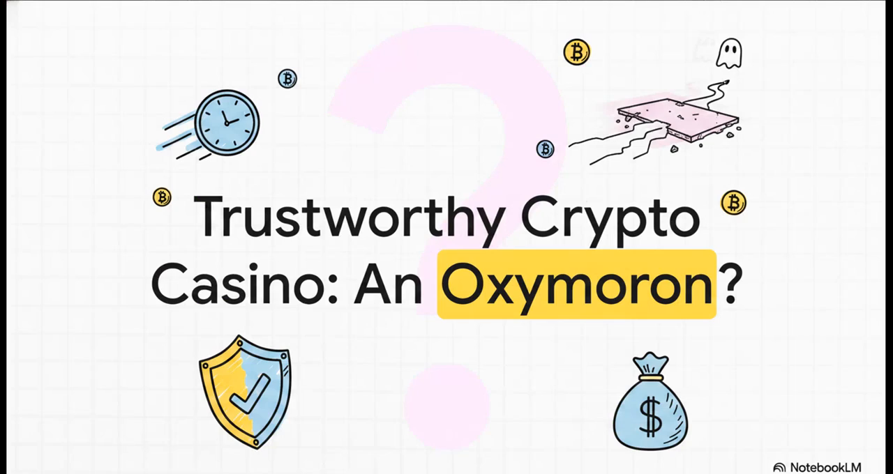 Trustworthy crypto casino — an oxymoron question with Bitcoin and shield icons