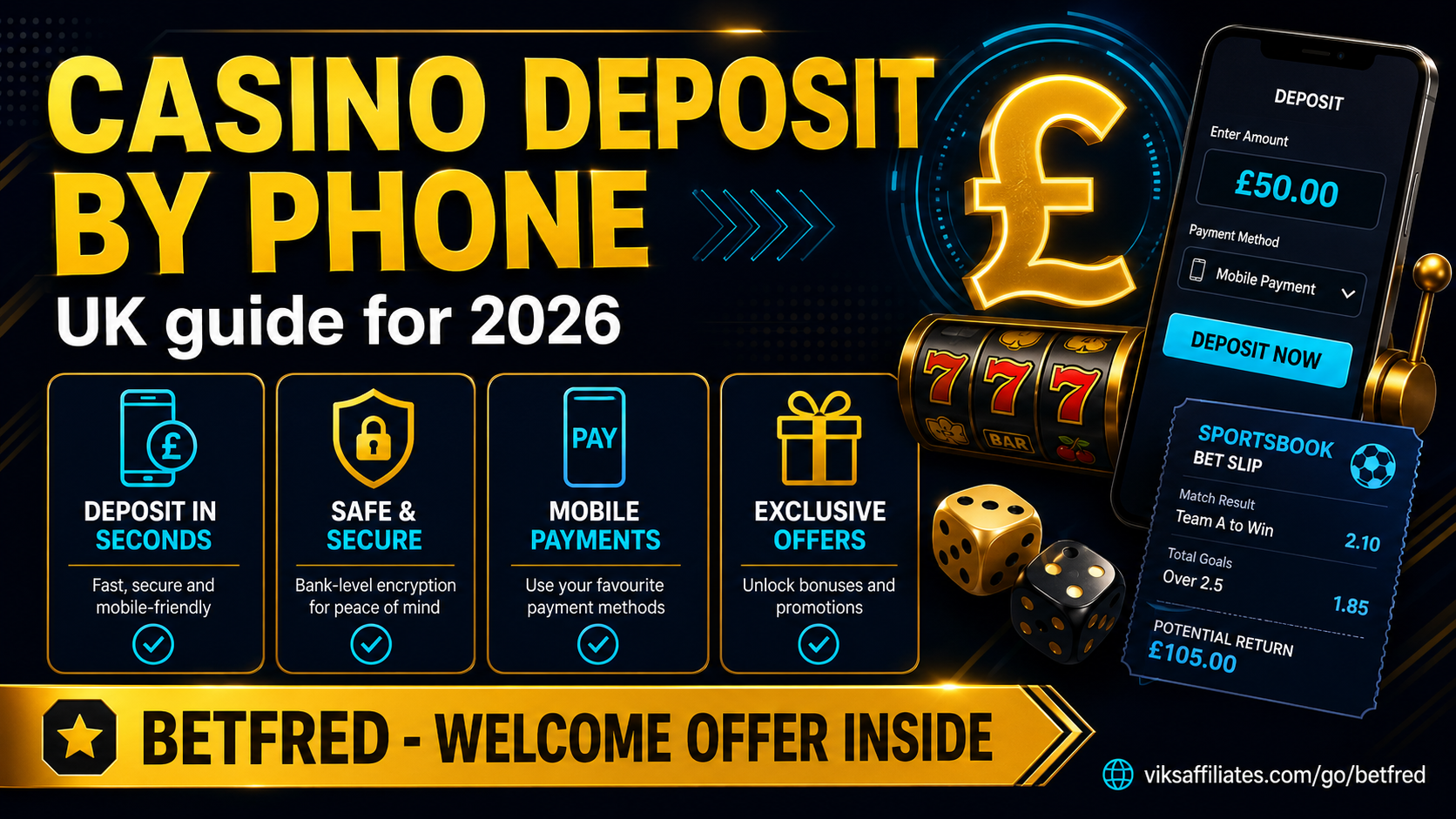 Casino deposit by phone bill UK guide hero image showing mobile phone and casino chips
