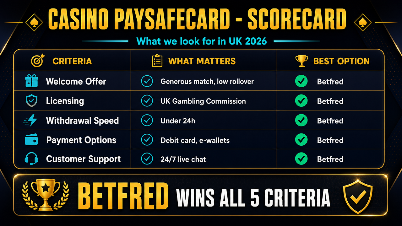 Comparison of UK casinos accepting Paysafecard with deposit limits and bonus eligibility