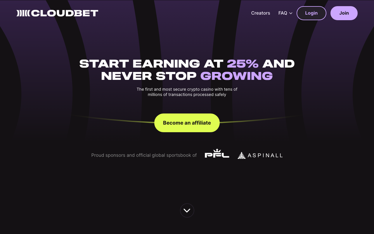 Screenshot of the Cloudbet affiliates page, 3 September 2026, headline 