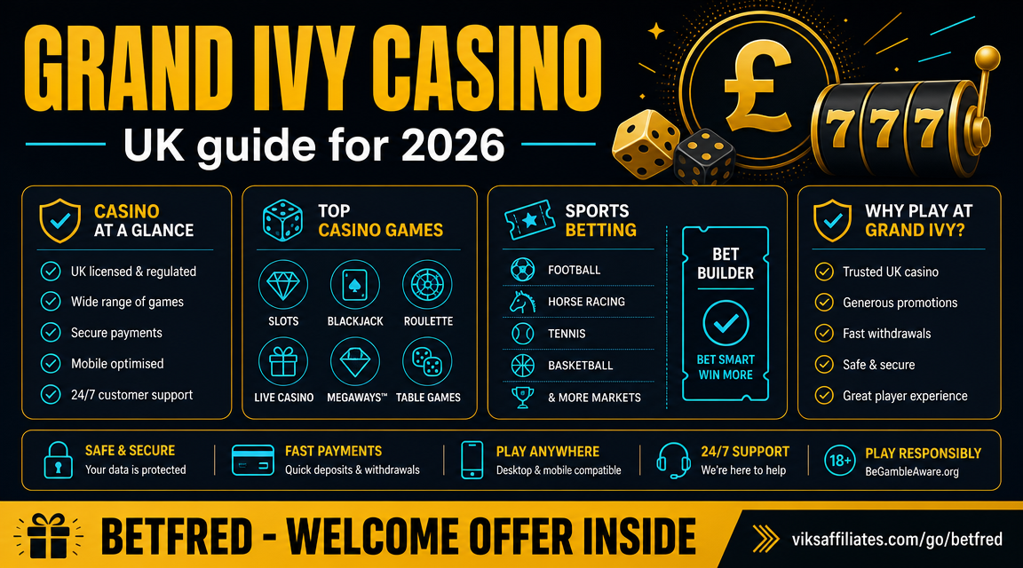 Grand Ivy Casino review 2026 — UK welcome bonus, games and withdrawal verdict