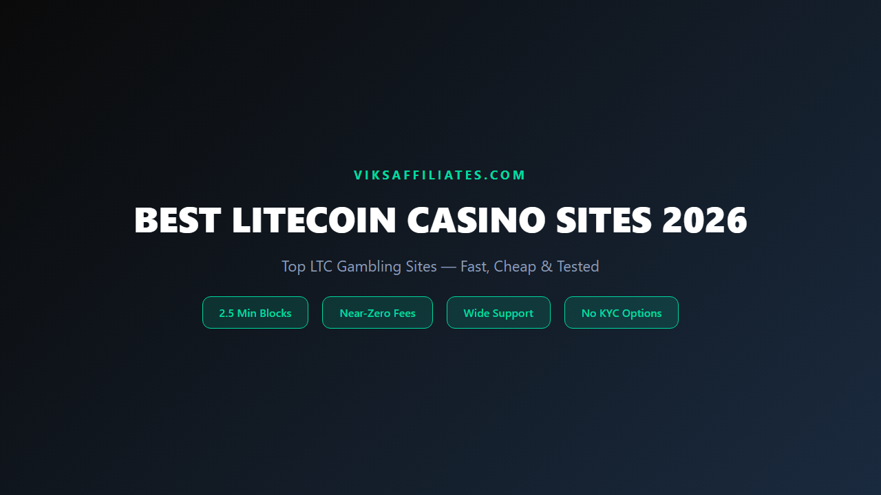 Best Litecoin casino sites 2026 with LTC logo and top-rated crypto gambling platforms