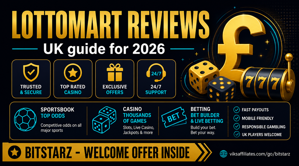 Lottomart casino review hero — UKGC licensed slots and lottery brand 2026
