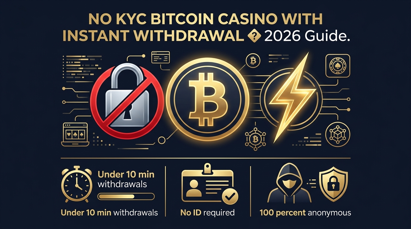 No KYC Bitcoin Casino with Instant Withdrawal 2026 guide infographic