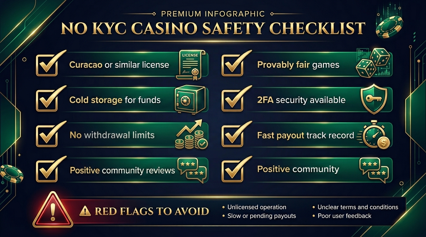 No KYC casino safety checklist — what to verify before depositing