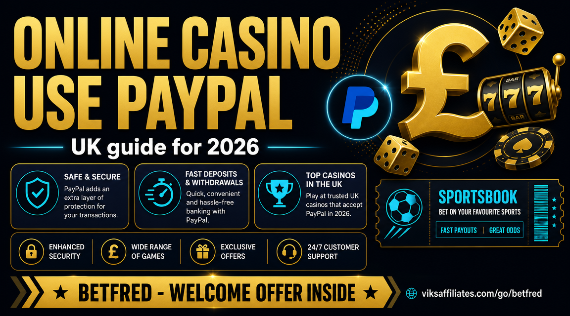 PayPal logo with UK casino chips and a smartphone showing a deposit screen