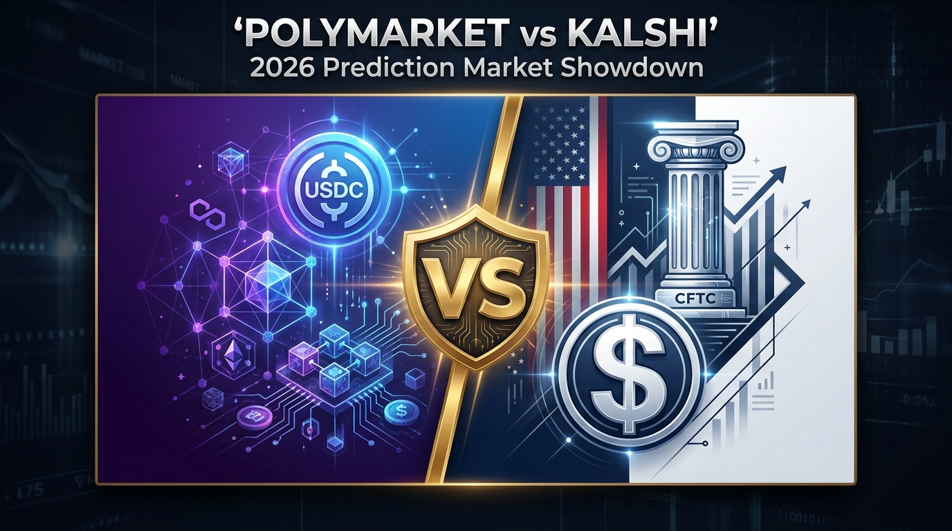 Polymarket vs Kalshi 2026 comparison showing two prediction market platforms head to head