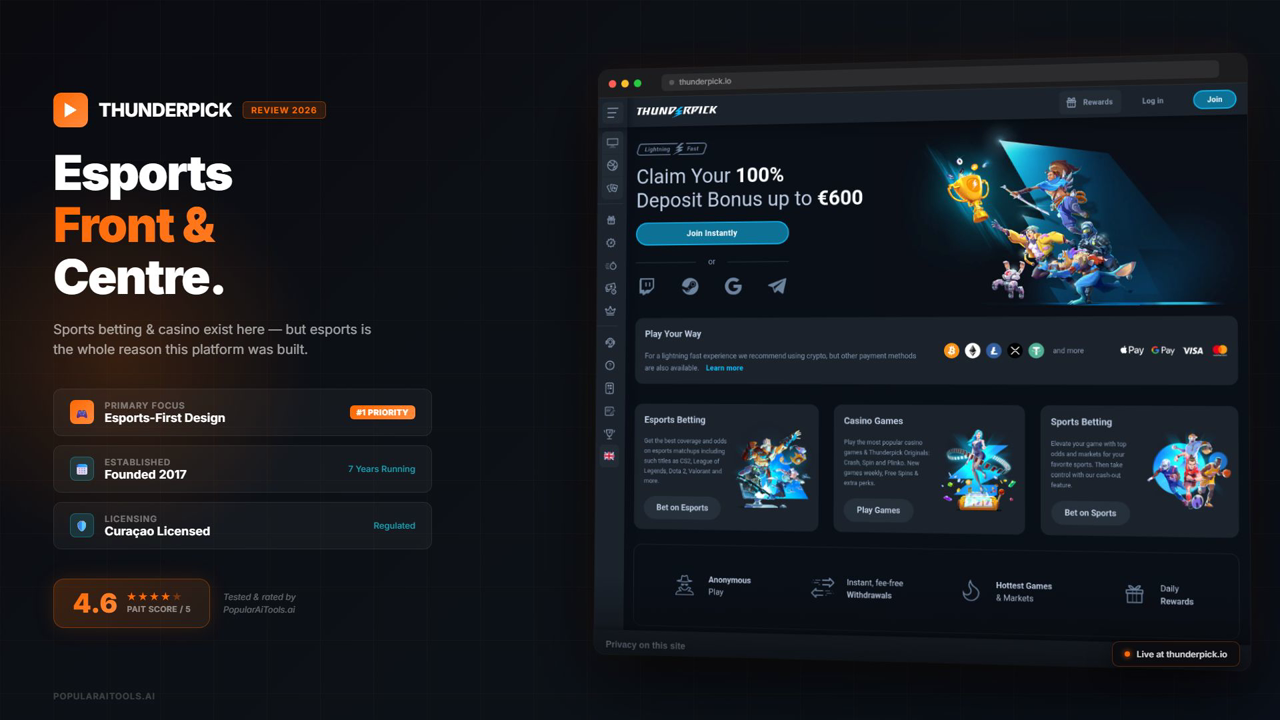 Thunderpick review video opening frame — esports-first crypto sportsbook