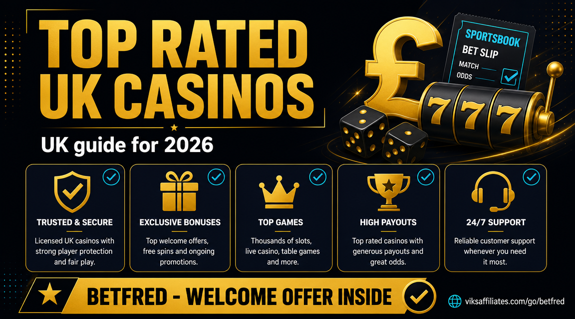 Top rated UK casinos 2026 ranked by licensing, payouts and bonus value
