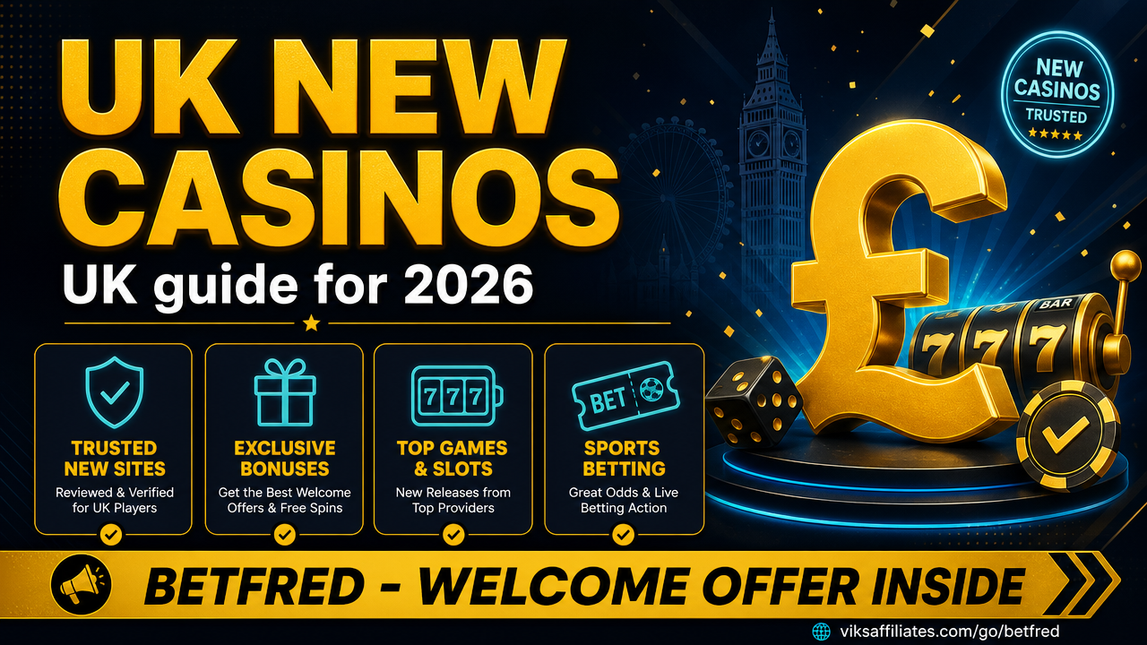 UK new casinos 2026 review hero image showing modern casino interface on laptop and phone